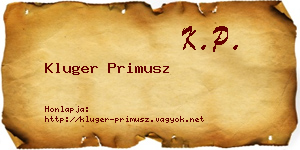 Kluger Primusz névjegykártya